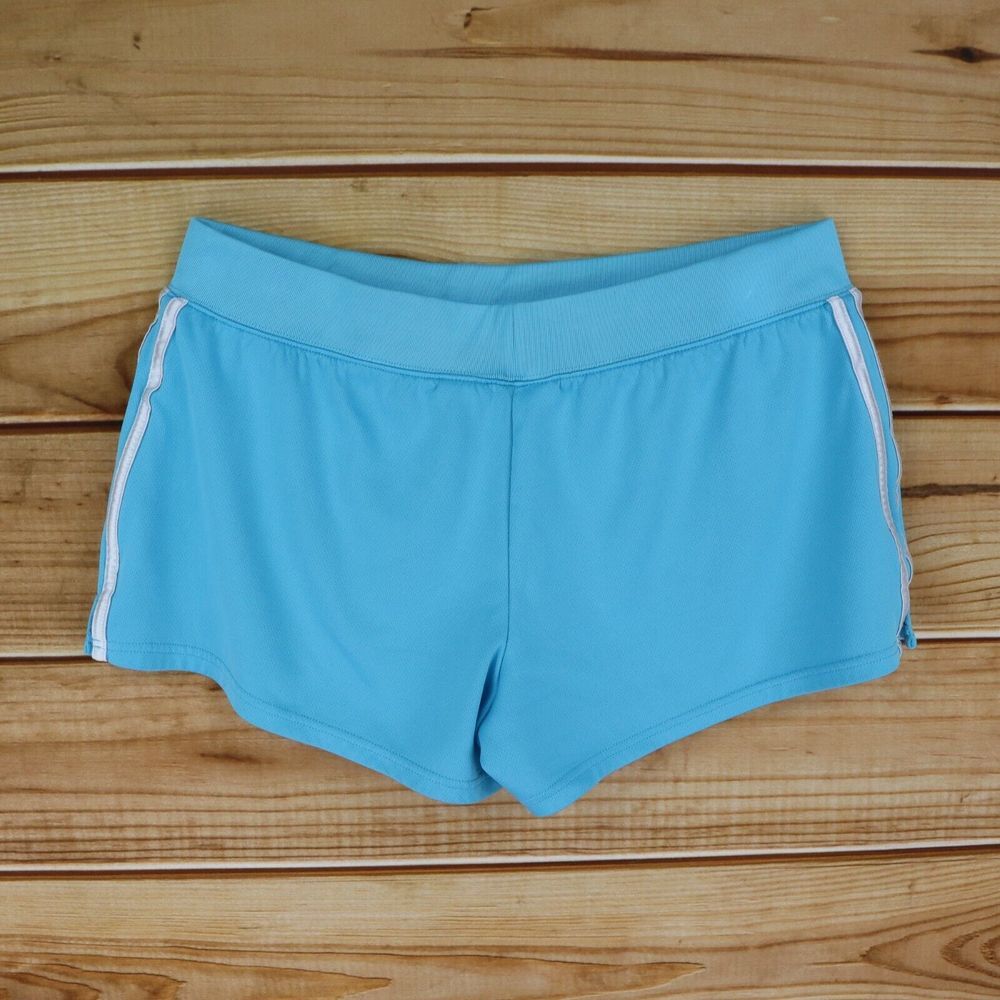 Athletic Works Activewear Shorts Womens XL Blue White Side Stripes Elastic Waist